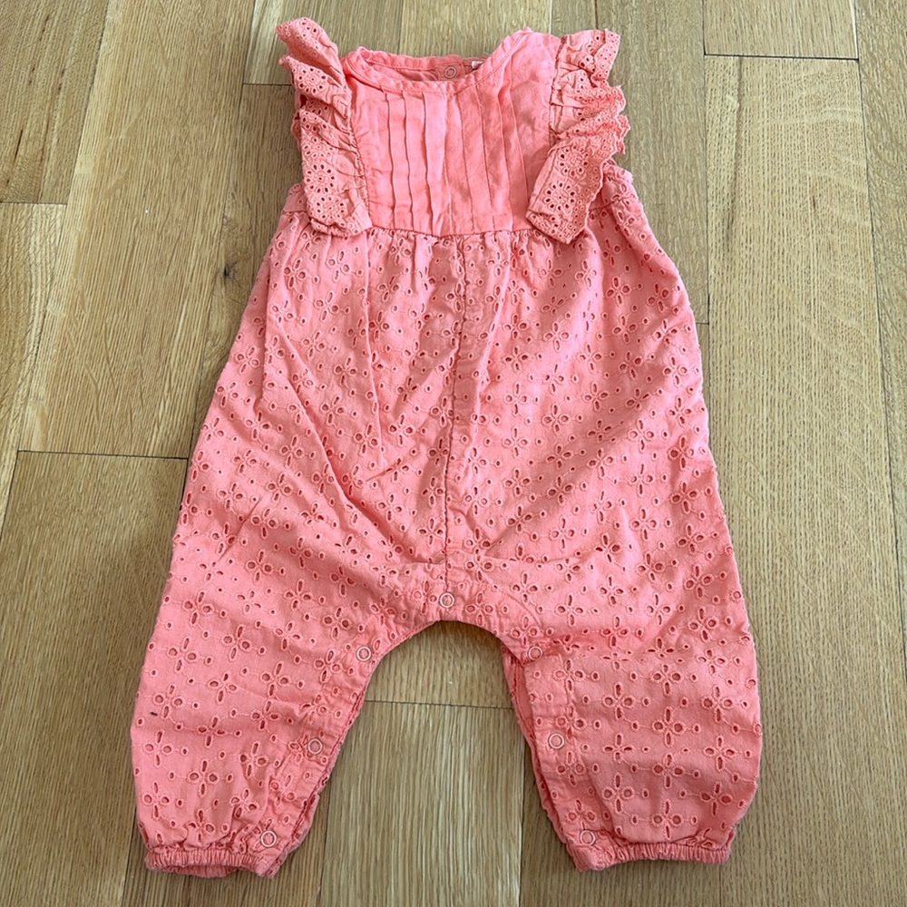 EGG New York eyelet coral onesie
